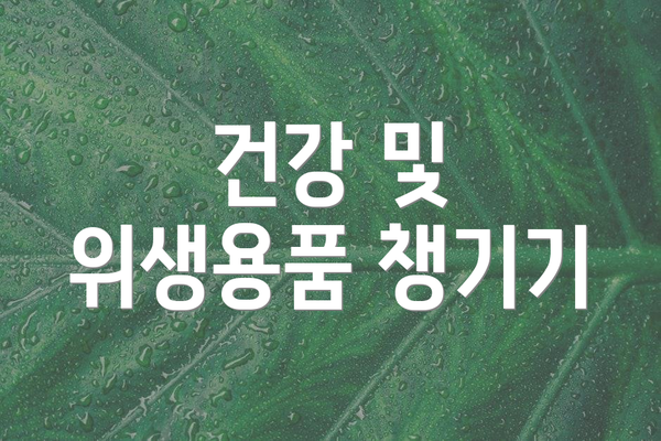 건강 및 위생용품 챙기기