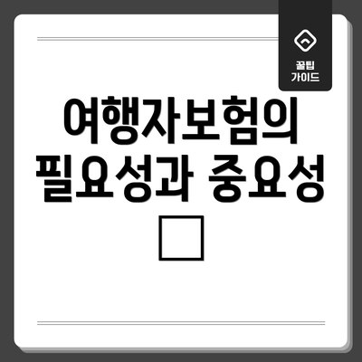 여행자보험의 필요성과 중요성 🤔