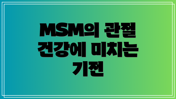 MSM의 관절 건강에 미치는 기전