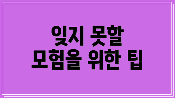 잊지 못할 모험을 위한 팁