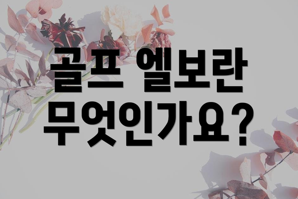 골프 엘보란 무엇인가요?