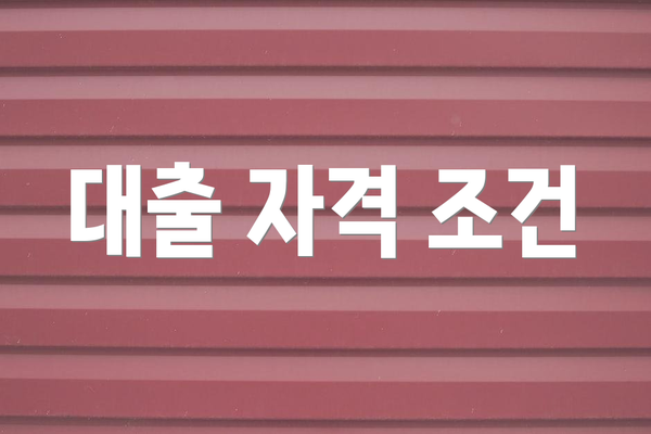 대출 자격 조건