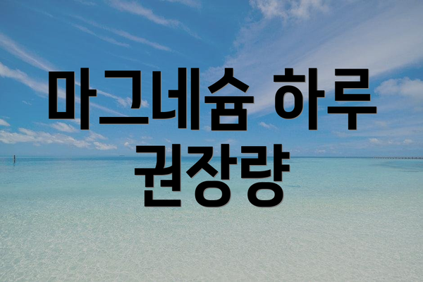 마그네슘 하루 권장량