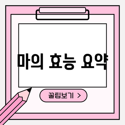 마의 효능 요약