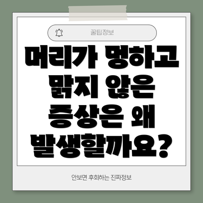 머리가 멍하고 맑지 않은 증상은 왜 발생할까요?