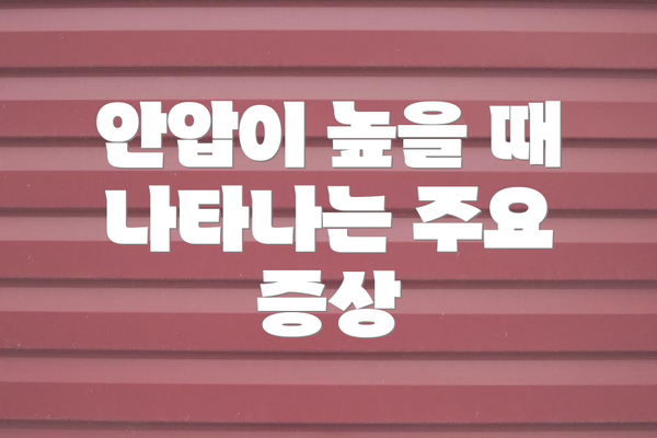 안압이 높을 때 나타나는 주요 증상