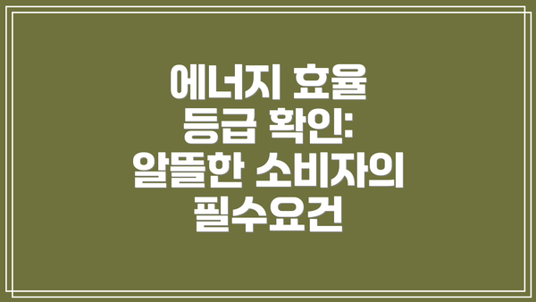 에너지 효율 등급 확인: 알뜰한 소비자의 필수요건