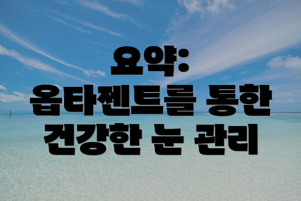요약: 옵타젠트를 통한 건강한 눈 관리