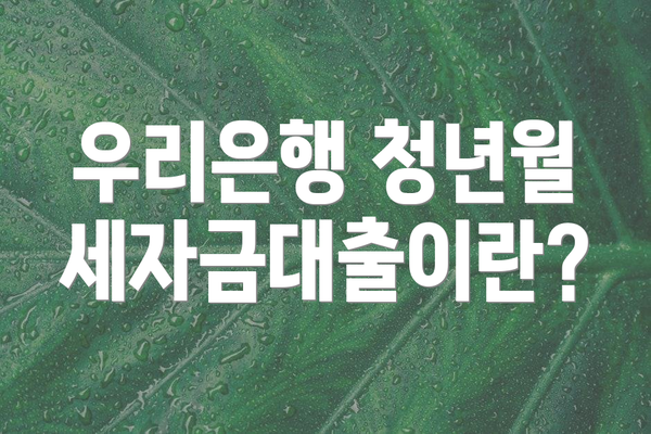 우리은행 청년월세자금대출이란?