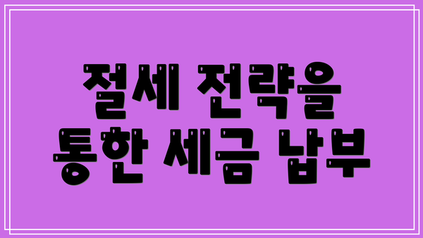 절세 전략을 통한 세금 납부