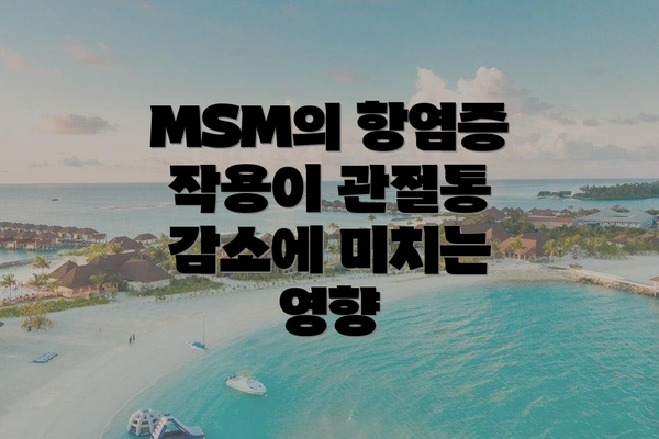 MSM의 항염증 작용이 관절통 감소에 미치는 영향