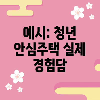 예시: 청년 안심주택 실제 경험담