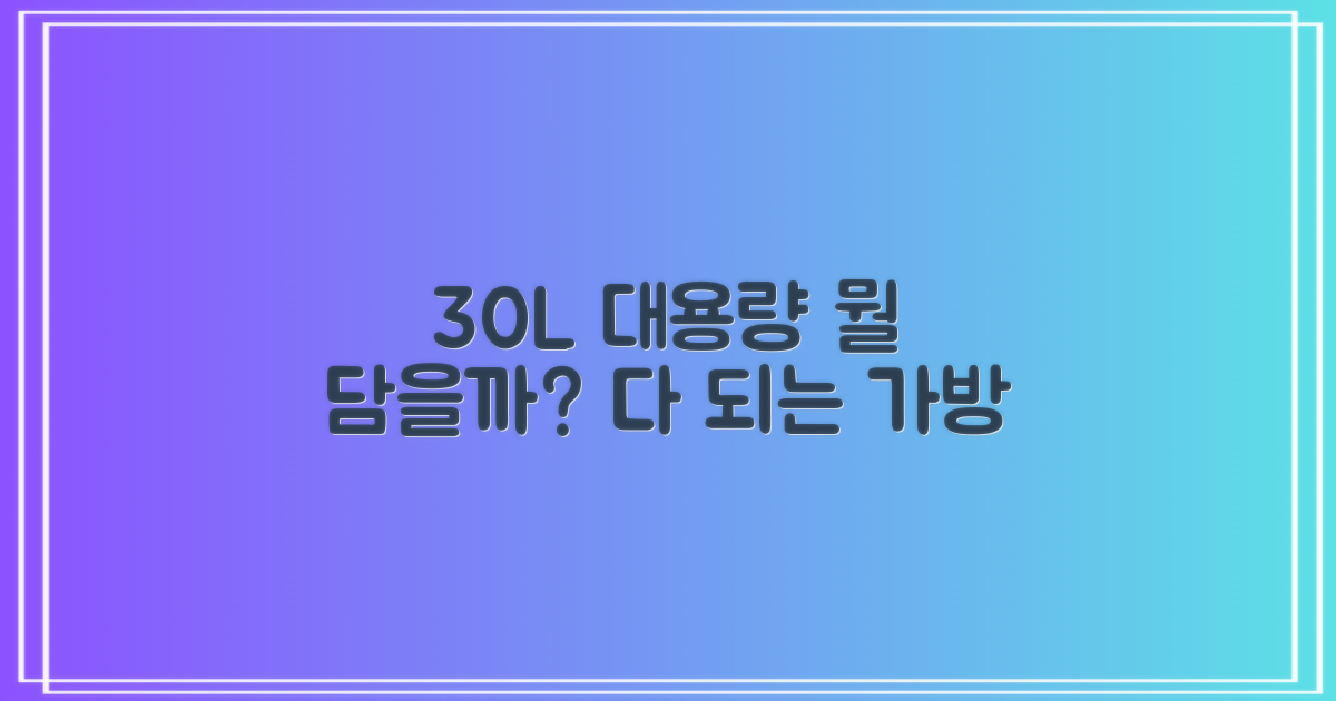 30L 대용량, 무엇을 담을까?